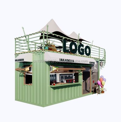 Draagbare 10ft 20ft geprefabriceerde staalstructuur Containerhuizen Mobiele barwinkel voor fastfood Muur 50mm Wave Sandwich Panel