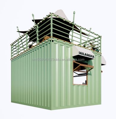 Draagbare 10ft 20ft geprefabriceerde staalstructuur Containerhuizen Mobiele barwinkel voor fastfood Muur 50mm Wave Sandwich Panel