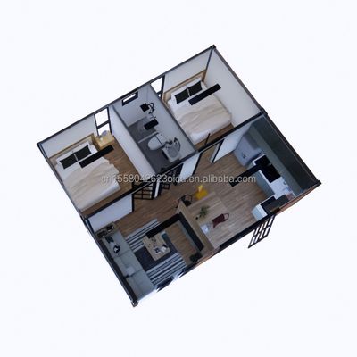 Modern 2 slaapkamers uitbreidbaar staalcontainerhuis Prefab ontwerp voor winkelcentrumtoepassing Op maat gemaakte kleurvariaties