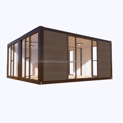 Moderne 2 slaapkamers prefab staal uitbreidbaar container huis voor winkelcentrum toepassing aangepast kleurontwerp