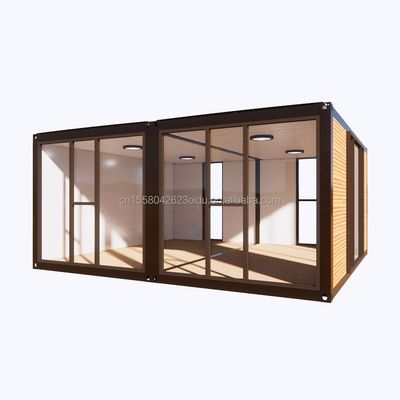 Moderne 2 slaapkamers prefab staal uitbreidbaar container huis voor winkelcentrum toepassing aangepast kleurontwerp