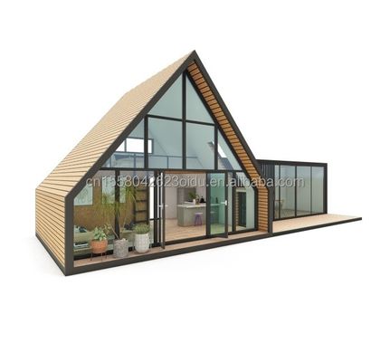 Moderne ontwerp broodje paneel Houten driehoek huis voor hotel strand zonnesalon vakantie met stijlvol container ontwerp
