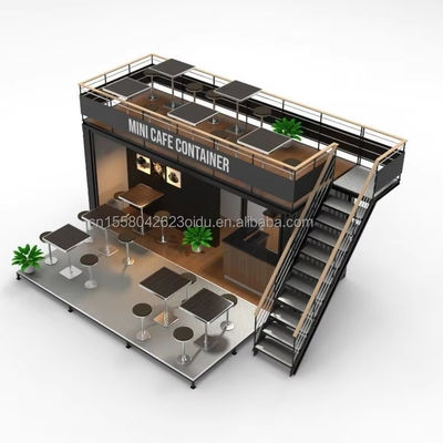 Moderne 10 ft 20 ft geprefabriceerde staalwinkel Container Kiosk Mobiele minibar voor buitenkeuken en restaurant Verhuisbare ontwerpwinkel