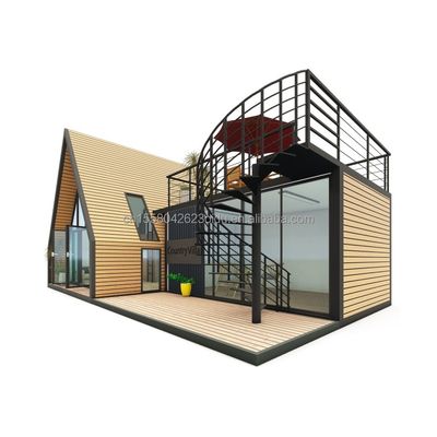 EU Moderne driehoekige houten stalen structuur Huis voor hotel of carport Hoofdstructuur van gegalvaniseerde stalen vierkantbuizen