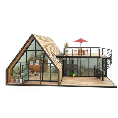 EU Moderne driehoekige houten stalen structuur Huis voor hotel of carport Hoofdstructuur van gegalvaniseerde stalen vierkantbuizen