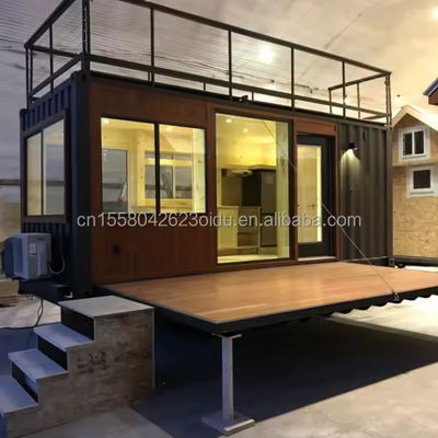 20ft Flat Pack Container Modern Design Steel Prefab Mobile Home Coffee Bar Shop met terras en buitentoepassing