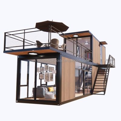 3 slaapkamers Modulair Prefab Container Huis Moderne ontwerp Stalen wandpaneel Houten kleur Uitbreidbaar Prefab voor wonen