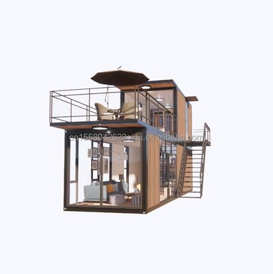 3 slaapkamers Modulair Prefab Container Huis Moderne ontwerp Stalen wandpaneel Houten kleur Uitbreidbaar Prefab voor wonen