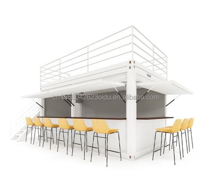 Dubbelverdiepingscontainerhuis voor het winkelcentrum Boba-stijl 50/75/100 mm Wave Sandwich Panel Muur en modern design terras