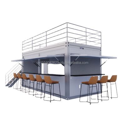 Dubbelverdiepingscontainerhuis voor het winkelcentrum Boba-stijl 50/75/100 mm Wave Sandwich Panel Muur en modern design terras