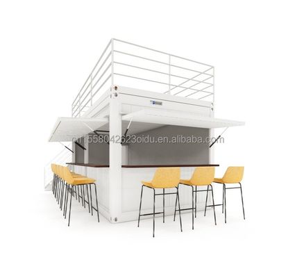 Dubbelverdiepingscontainerhuis voor het winkelcentrum Boba-stijl 50/75/100 mm Wave Sandwich Panel Muur en modern design terras