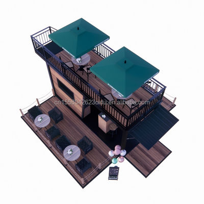 Gegalvaniseerd stalen buigwerk 180g Prefab mobiele restaurant met stalen terras en golven sandwich paneel muren