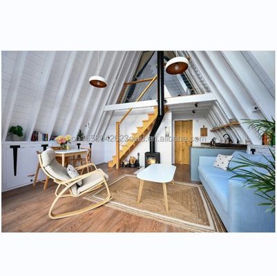 Gepersonaliseerde kleur staal frame modern luxe design geprefabriceerde houten tuin chalet kleine modulaire geprefabriceerde huizen villa voor winkel