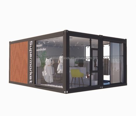 Gegalvaniseerde stalen buigbare uitbreidbare container mobiele winkel kleding showroom met aluminium allooi ramen en modern design