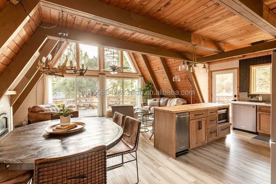 EU Driehoekige A-vormige staalstructuur Ruimte Modern klein huis Prefab Kit Luxe driehoekige A-ruimte Huis met houten huizen