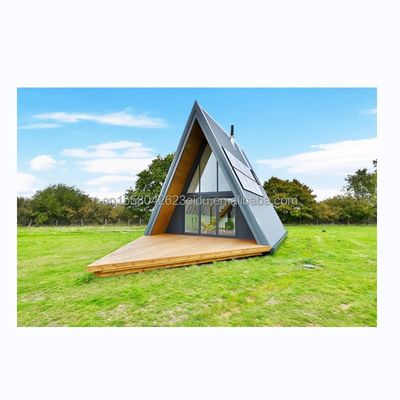 EU Driehoekige A-vormige staalstructuur Ruimte Modern klein huis Prefab Kit Luxe driehoekige A-ruimte Huis met houten huizen