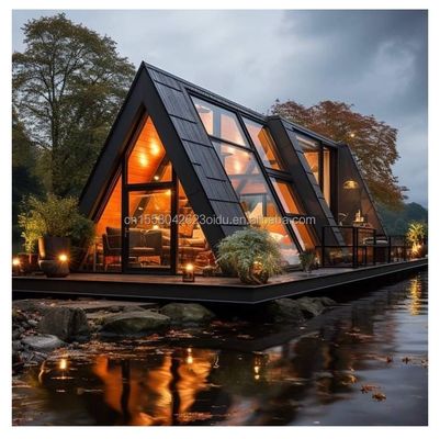 EU Hotel Moderne driehoekige houten huis met A-vormige stalen structuur frame in 20ft of 40ft lengte opties