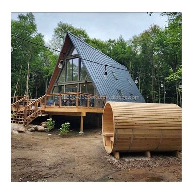 EU Hotel Moderne driehoekige houten huis met A-vormige stalen structuur frame in 20ft of 40ft lengte opties