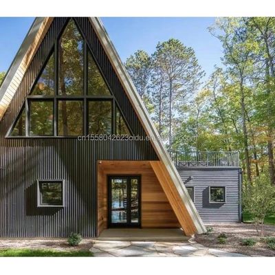 EU Hotel Moderne driehoekige houten huis met A-vormige stalen structuur frame in 20ft of 40ft lengte opties