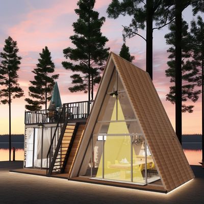 Gepersonaliseerde kleur Modulaire staalstructuur Driehoekig huis 50/75/100mm Wave Sandwich Panel Luxe Design Houten huis