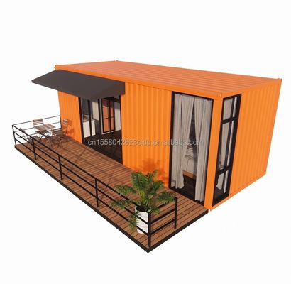 Houten 20ft Container kantoor staal structuur frame gelast platte verpakking Container huis Tuin huis