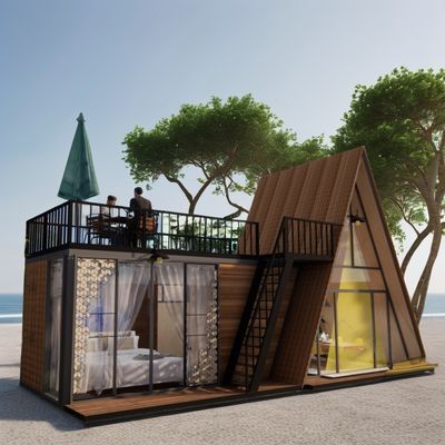 Gepersonaliseerde kleur Modulaire staalstructuur Driehoekig huis 50/75/100mm Wave Sandwich Panel Luxe Design Houten huis