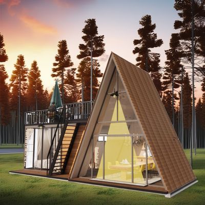 Gepersonaliseerde kleur Modulaire staalstructuur Driehoekig huis 50/75/100mm Wave Sandwich Panel Luxe Design Houten huis