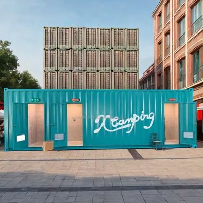 40 FT Uitbreidbaar stalen geprefabriceerd huis voor aanpasbare mobiele container winkelmuur 50/75/100mm Wave Sandwich Panel