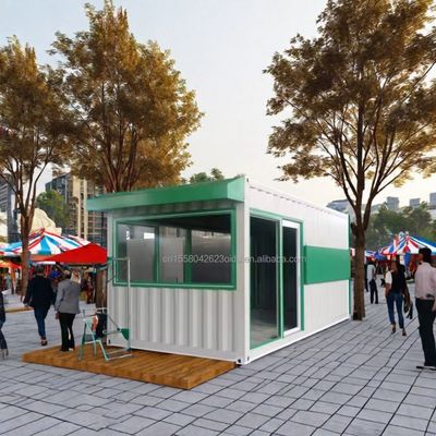 40 FT Uitbreidbaar stalen geprefabriceerd huis voor aanpasbare mobiele container winkelmuur 50/75/100mm Wave Sandwich Panel