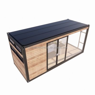 Gegalvaniseerde stalen vierkantbuizen Modern ontwerp Containerhuis met houten tuin en onafhankelijk restaurant
