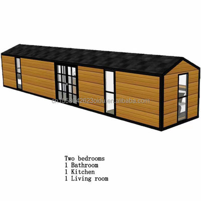 Gegalvaniseerd stalen buiging 180g en aluminiumlegering ramen 40ft modern ontwerp geprefabriceerd houten container huis voor hotel winkel
