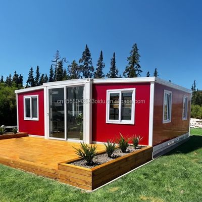 EU Houten 2 slaapkamer modulaire prefab huizen met modern ontwerp en gegalvaniseerde stalen vierkantbuizen uitbreidbare container huis