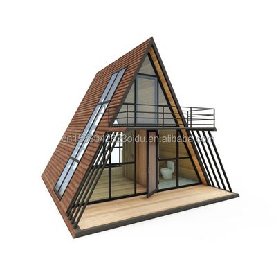 Resort driehoekige vorm Houten huis staal frame met gegalvaniseerd stalen buig 180g en 50/75/100mm Wave Sandwich Panel Wanden