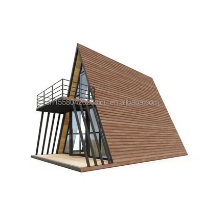 Resort driehoekige vorm Houten huis staal frame met gegalvaniseerd stalen buig 180g en 50/75/100mm Wave Sandwich Panel Wanden