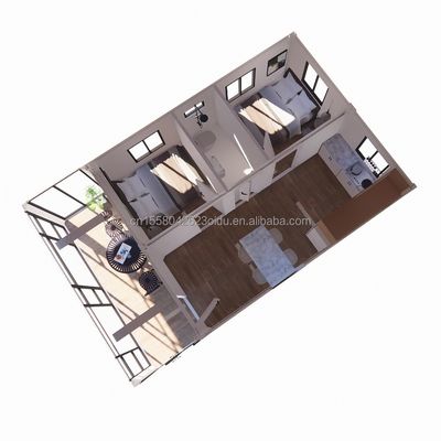 Staalstructuur Frame Gelast EU Luxury 20FT Combinatie Flat Packaging Container 2 slaapkamers Gezinswoning Mobil Home