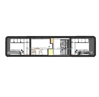 Goedkope gezinswoning 2 slaapkamers Houten huis met gegalvaniseerde stalen vierkantbuisstructuur en tuin