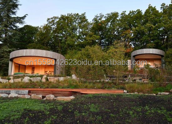 Houten huizen EU-Australië standaardcontainer kantoor woonruimte cirkelvormige tuin geïntegreerd huis met verschillende materialen