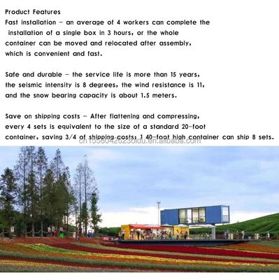 20ft of 40ft Afneembare vouwbare prefab huis Hotel Container Vakantiehuis met Aluminium Alloy Windows
