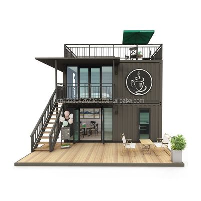 Gegalvaniseerde stalen vierkantbuizen Modern klein Westerse stijl Tiny House Flat Pack Container Koffieshop voor winkelcentrum toepassing