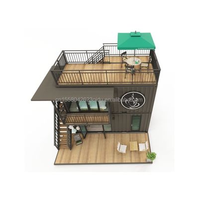 Gegalvaniseerde stalen vierkantbuizen Modern klein Westerse stijl Tiny House Flat Pack Container Koffieshop voor winkelcentrum toepassing