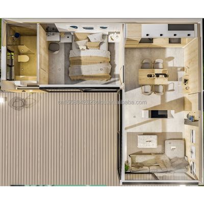Staalstructuur Houten huis Tuin Slaapkamer Strand Landschap Kenmerken Home Stay Hotel 20ft Houten containerhuis