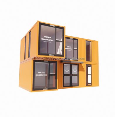 s Moderne dubbelverdiepingen met glazen muren Containerhuis met 50/75/100mm Wave Sandwich Panel Afneembare Opvouwbare Stalen Van voor kantoor