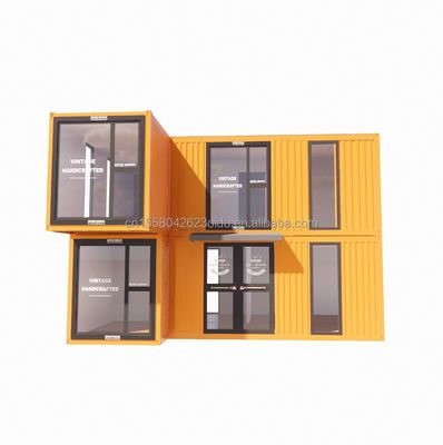 s Moderne dubbelverdiepingen met glazen muren Containerhuis met 50/75/100mm Wave Sandwich Panel Afneembare Opvouwbare Stalen Van voor kantoor