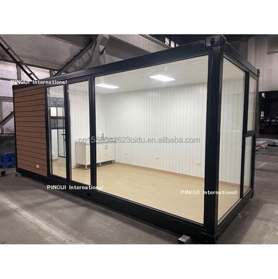 Gegalvaniseerd stalen buiging 180g prefab huis 20ft stalen structuur zonneschijn huis met tuin en houten mobiele ontwerp