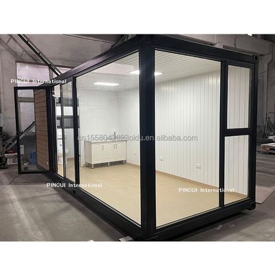 Gegalvaniseerd stalen buiging 180g prefab huis 20ft stalen structuur zonneschijn huis met tuin en houten mobiele ontwerp
