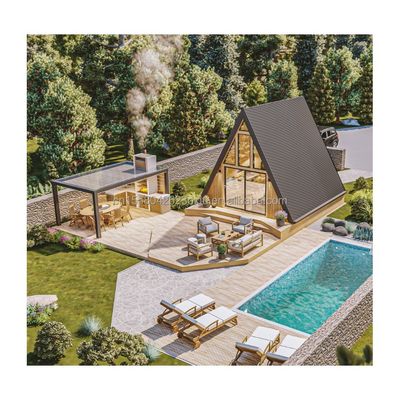 EU-standaard 20ft geprefabriceerd flat pack container huis met gegalvaniseerd stalen buiging 180g driehoekige kamer in stalen frame
