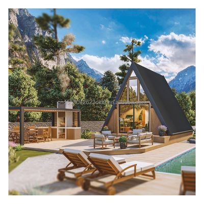 EU-standaard 20ft geprefabriceerd flat pack container huis met gegalvaniseerd stalen buiging 180g driehoekige kamer in stalen frame