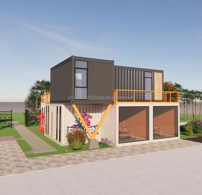 EU 20ft Container Combinatie Hotel Mobiele Houten Huis Moderne eenvoudige stijl gegalvaniseerd stalen buigend 180g stalen frame