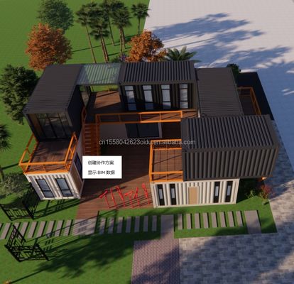 EU 20ft Container Combinatie Hotel Mobiele Houten Huis Moderne eenvoudige stijl gegalvaniseerd stalen buigend 180g stalen frame