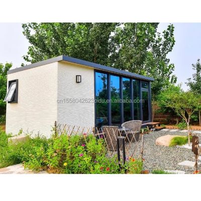Eco-vriendelijke materialen 20ft 40ft 2 slaapkamers Prefab tuin hut huis glazen deuren container houten huis voor hotel